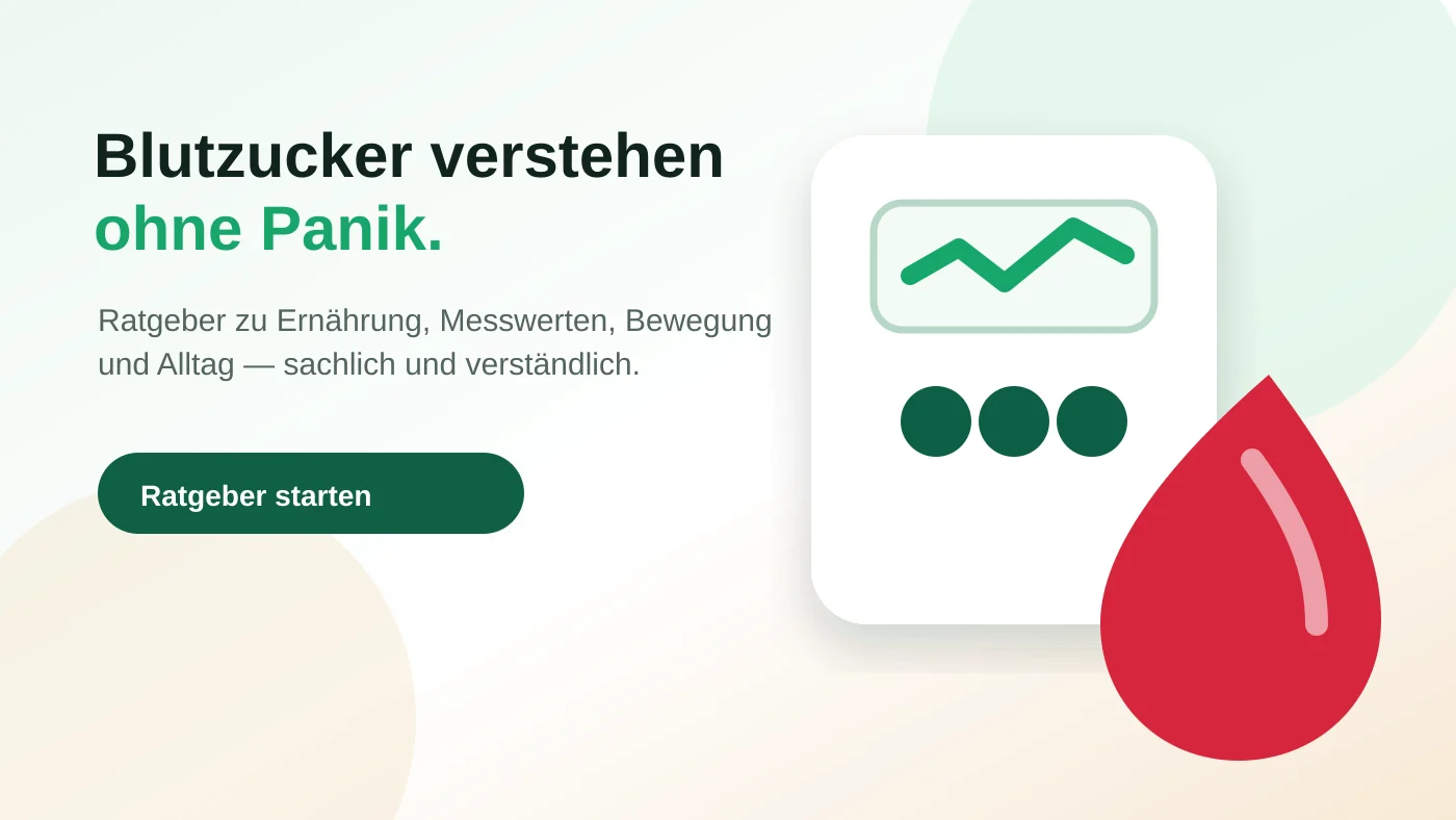 Modernes Titelbild mit Blutzuckermessgerät, Messkurve und Blutstropfen